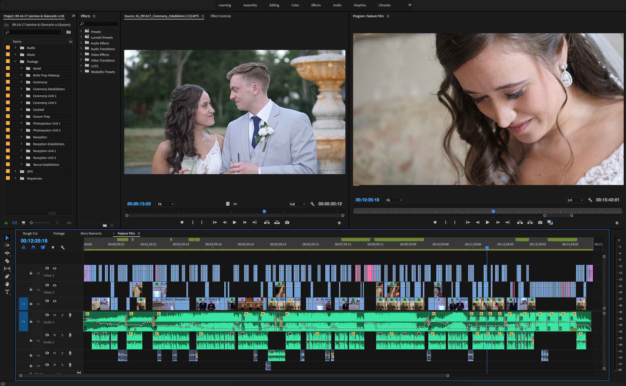 DaVinci Resolve color grading timeline