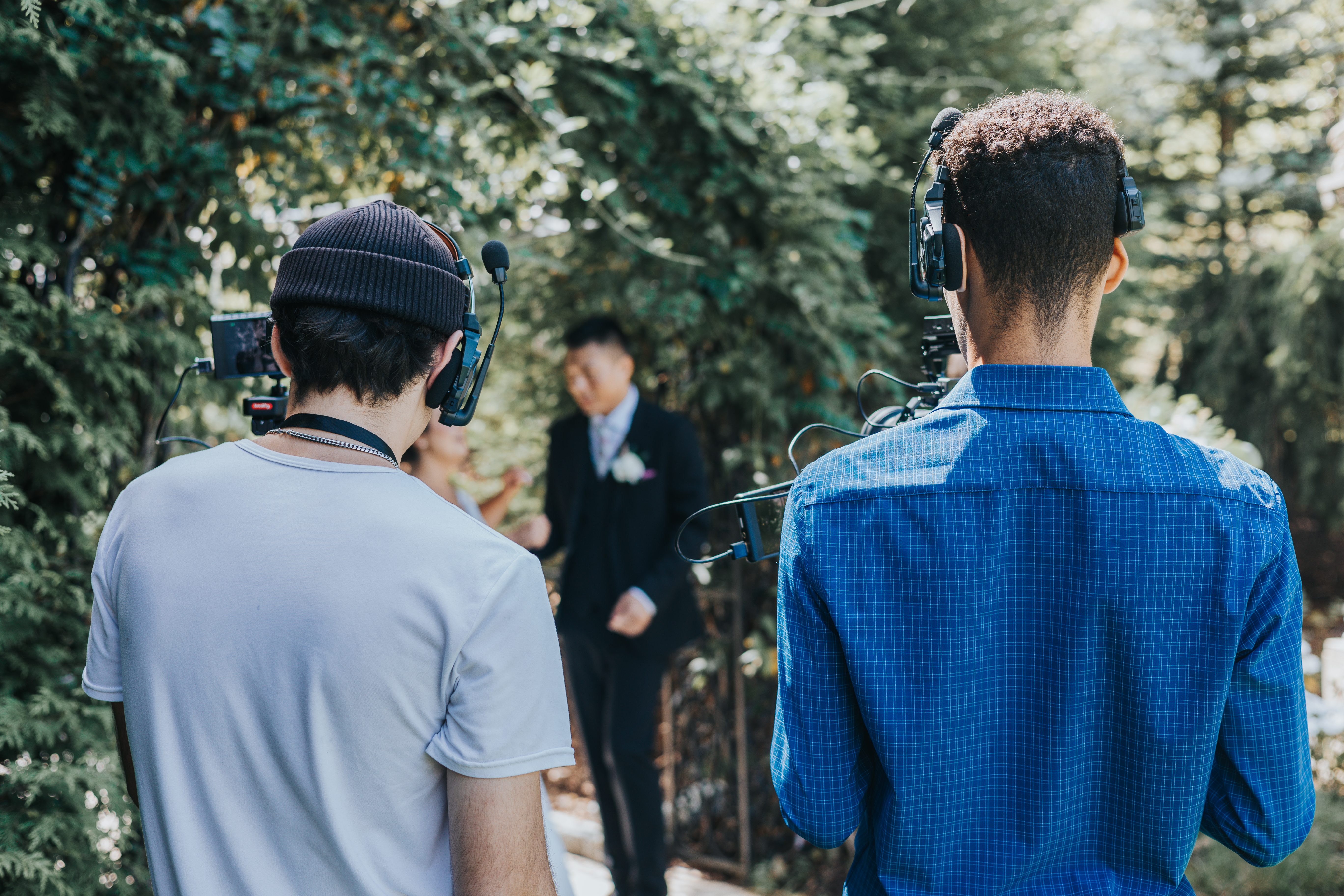 The Skytona team filming weddings from behind